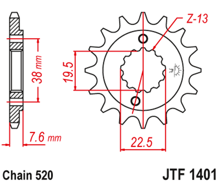 PION JT 1401 de acero con 15 dientes